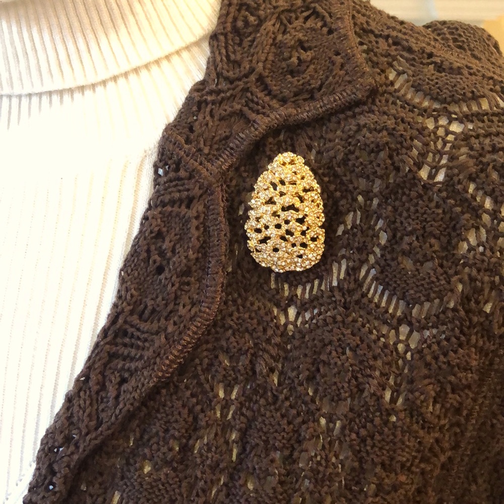 Talbots gold with rhinestones pinecone pin; Never been worn; shiny as new!